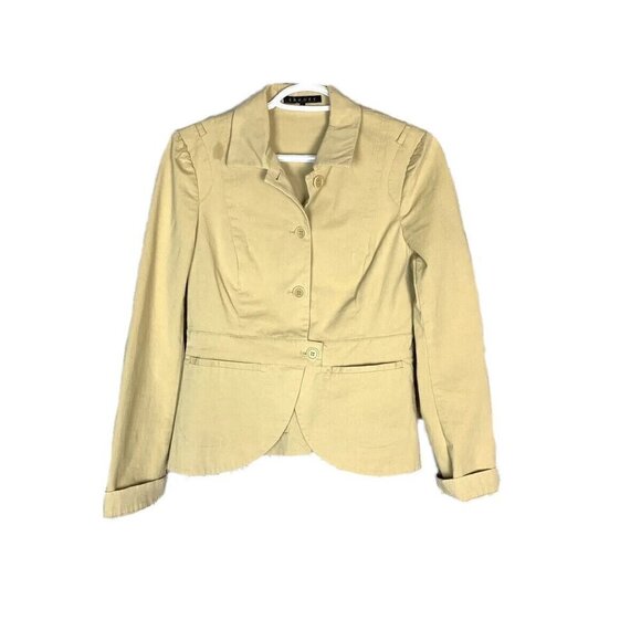 Theory Cotton in Khaki/Beige Blazer Jacket Size 6 - Picture 1 of 9